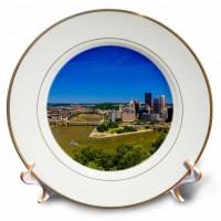 3dRose Aerial view of the city, Pittsburgh, Pennsylvania. - Porcelain Plate, 8-inch   